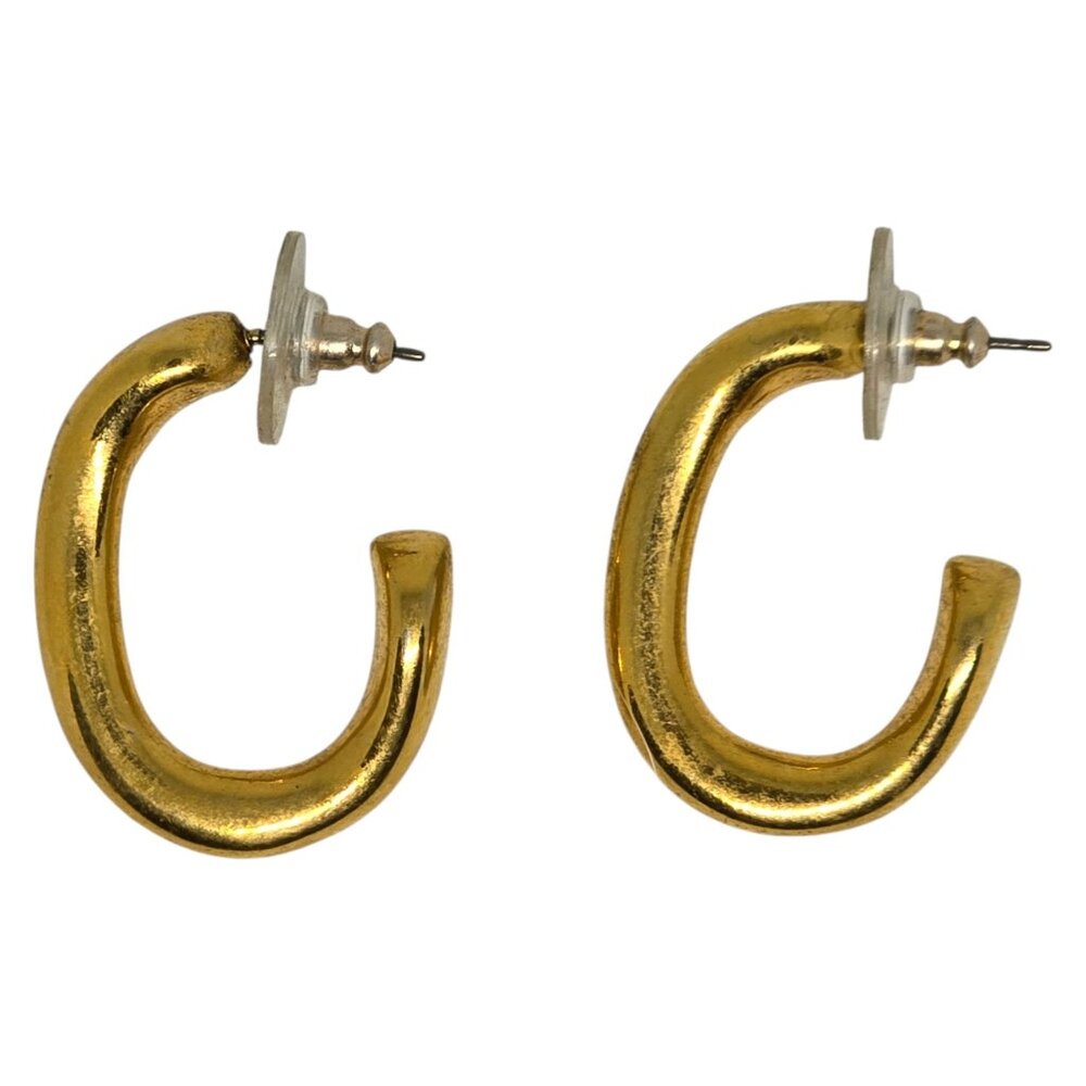 Gold-Tone Chunky Hoop Earrings With Secure Push Backs